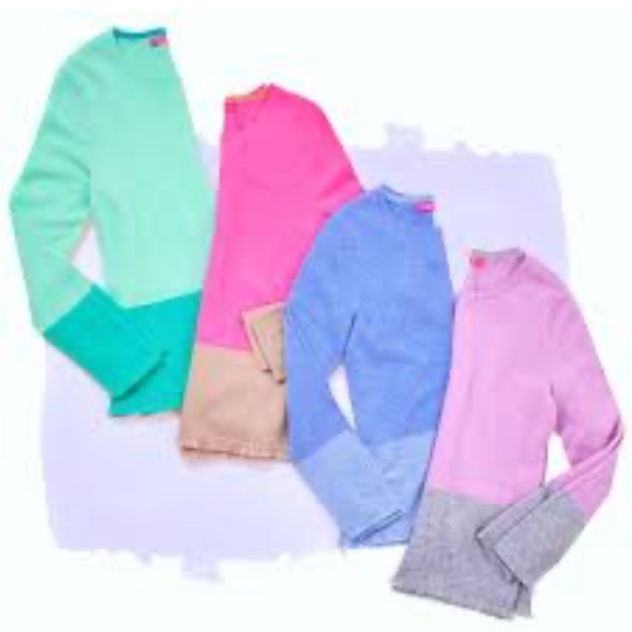 Lilly Pulitzer rica cashmere lilac Gray colorblock Crew Neck sweater medium - Picture 3 of 13